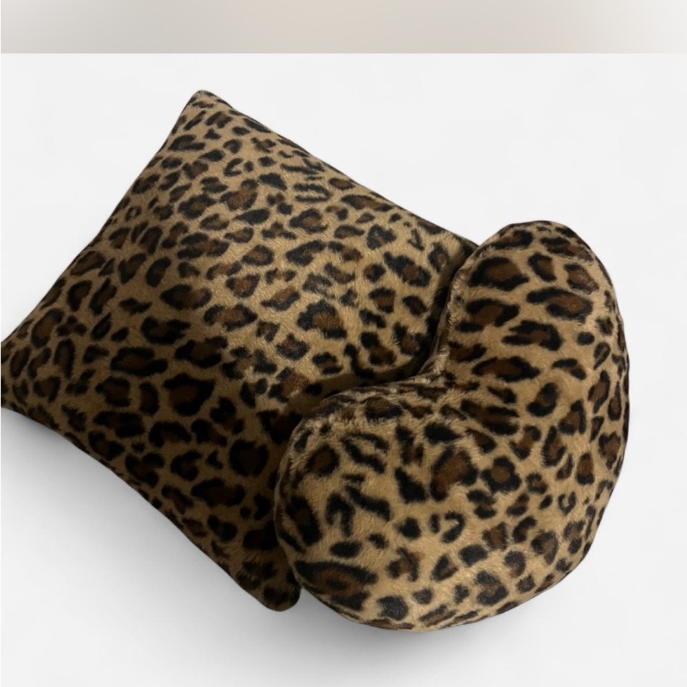 Leopard Print Heart and Square Pillow Set